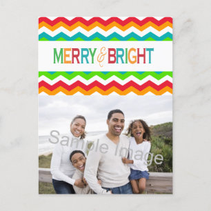 Merry and Bright Chevron Holiday   Vette kleuren Feestdagenkaart