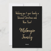 Merry and Bright Christmas Gold Beige Script Zwart Feestdagenkaart (Achterkant)
