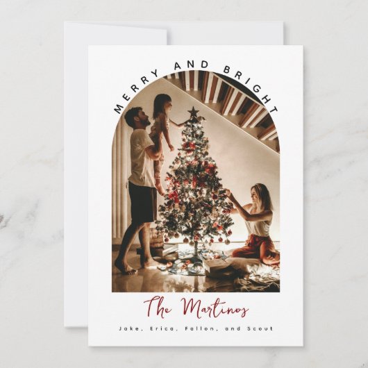 Merry and Bright Christmas Photo Card Kaart (Voorkant)