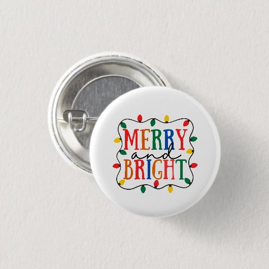 Merry And Bright Christmas Ronde Button 3,2 Cm (Voorkant /achterkant)