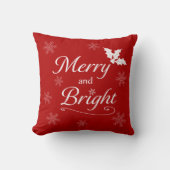 'Merry and Bright' Christmas Throw Pillow Kussen (Voorkant)