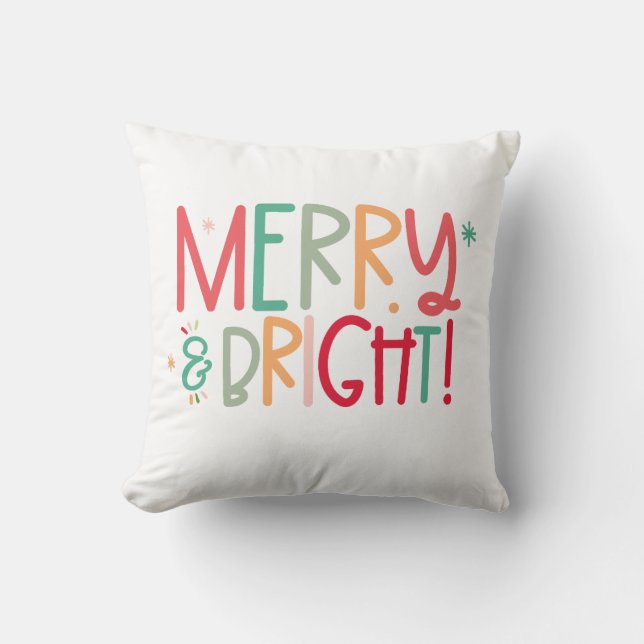 Merry and Bright Christmas Throw Pillow Kussen (Voorkant)