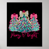 Merry And Bright Christmas Tree Coquette Poster (Voorkant)