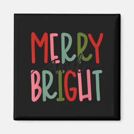 Merry And Bright Christmas Women Girls Kids Toddle Magneet (Voorkant)