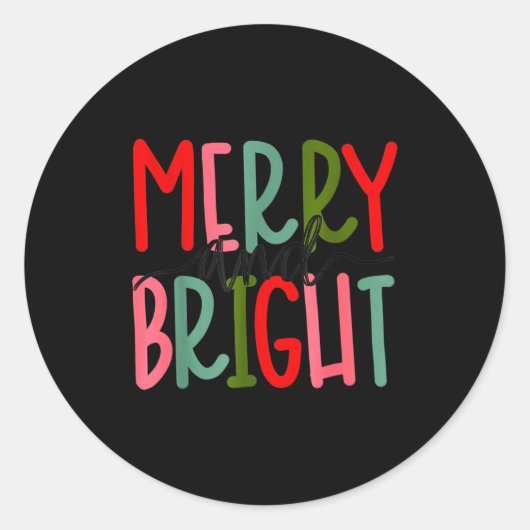 Merry And Bright Christmas Women Girls Kids Toddle Ronde Sticker (Voorkant)
