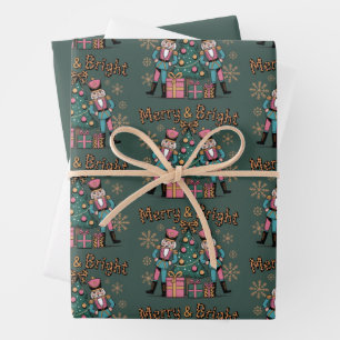 Merry and Bright Coquette Notenkraker Luipaard Ker Inpakpapier Vel