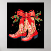 Merry And Bright Cowgirl Boot Christmas Western Co Poster (Voorkant)