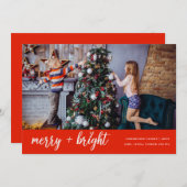 Merry and Bright Elegant Christmas Family Photo Feestdagenkaart (Voorkant / Achterkant)