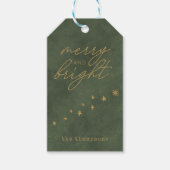 Merry and Bright ・ Elegant Modern Green Holiday Cadeaulabel (Voorkant)