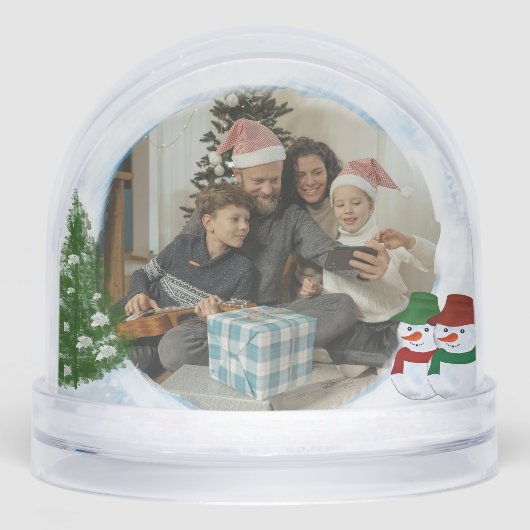Merry and Bright Festive Family Photo Snow Globe (Avant)