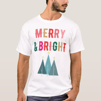Merry and Bright Festliches Weihnachtsdesign T-shirt