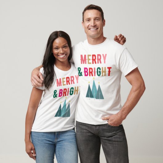 Merry and Bright Festliches Weihnachtsdesign T-shirt (Unisex)