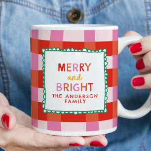 Merry and Bright Gepersonaliseerde Gingham Red & P Mok