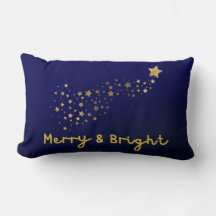 Merry and Bright Gold and Navy Blue Script