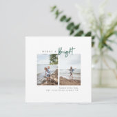 Merry and Bright Green Modern Minimalist Photo Feestdagenkaart (Staand voorkant)