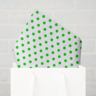 Merry and Bright Green Polka Dots on White Tissuepapier