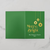 "Merry and Bright" Groen Gevouwen Folie Vakantie K Folie Feestdagenkaart (Buiten Laag)
