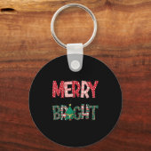 Merry And Bright Holiday Christmas Family Sleutelhanger (Voorkant)