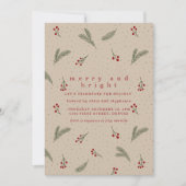 Merry and Bright Holiday Christmas Invite Kaart (Voorkant)