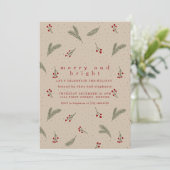 Merry and Bright Holiday Christmas Invite Kaart (Staand voorkant)