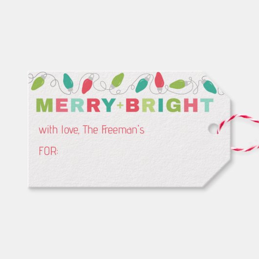Merry and Bright Holiday Gift Label Cadeaulabel (Voorkant (Horizontaal))