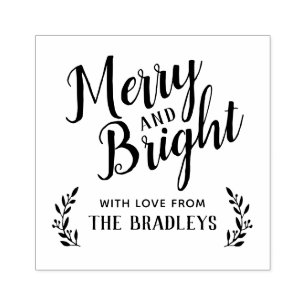 Merry and Bright Holiday Gift Label Label Rubberstempel