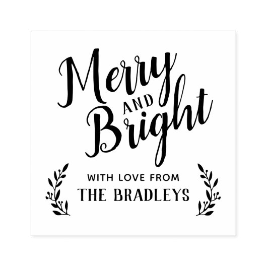 Merry and Bright Holiday Gift Label Label Rubberstempel (Afrduk)