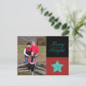 Merry and Bright Holiday Photo Briefkaart (Staand voorkant)