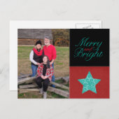 Merry and Bright Holiday Photo Briefkaart (Voorkant / Achterkant)
