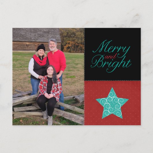 Merry and Bright Holiday Photo Briefkaart (Voorkant)