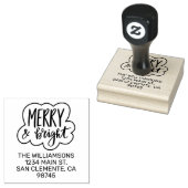 Merry and Bright Holiday Return Address Rubberstempel (Gestempeld)