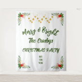 Merry And Bright Kerstfeest Feest Aangepast Script Wandkleed (Voorkant)