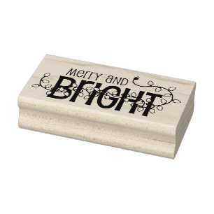 Merry and Bright Kerstmis Rubber Art Stamp Rubberstempel