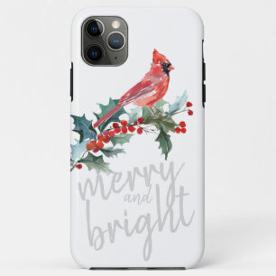 Merry and Bright KerstWinter Holly Kardinaal iPhone 11 Pro Max Hoesje
