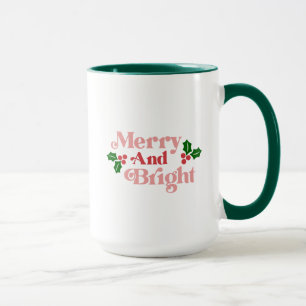 Merry and Bright - Klassieke vakantietypografie Mok