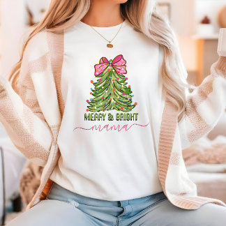 Merry and Bright Mama Script Kerstboom shirt