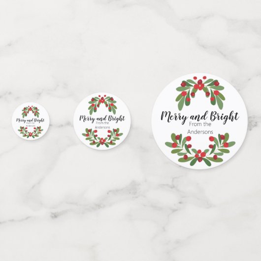 Merry and Bright Mistletoe Holiday Confetti (Voorkanten)