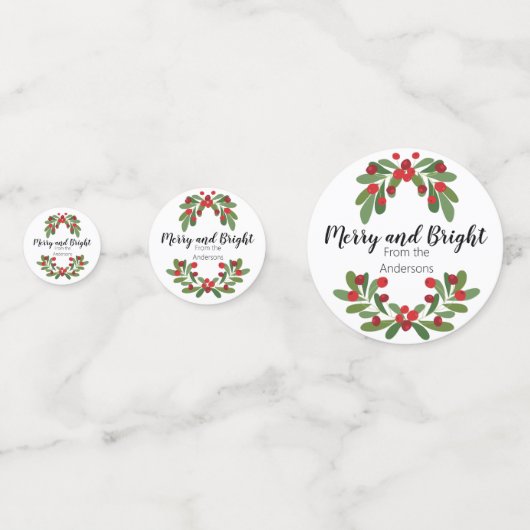 Merry and Bright Mistletoe Holiday Confetti (Achterkanten)