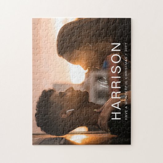 Merry and Bright Modern Christmas Photo Puzzle (Vertical)