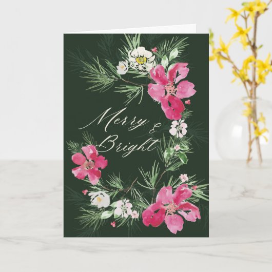 Merry and Bright Modern Scripting Design Kaart (Gele Bloem)