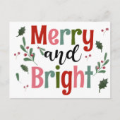 Merry and Bright Moderne, minimale houtskar Briefkaart (Voorkant)