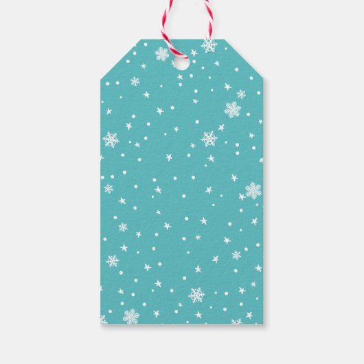 Merry and Bright Personalized Blauwgroen Blue Holi Cadeaulabel (Achterkant)