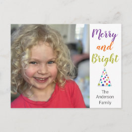 Merry and Bright Photo Feestdagenkaart