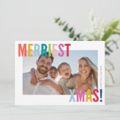 MERRY and BRIGHT PHOTO modern family colorful Feestdagenkaart (Staand voorkant)
