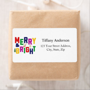 Merry and Bright Pine Reindeer Verzendadres Etiket