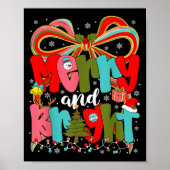 Merry And Bright Preppy Coquette Bow Christmas Wom Poster (Voorkant)