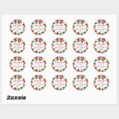 Merry and Bright Red KerstGreenery Wreath Ronde Sticker (Vel)