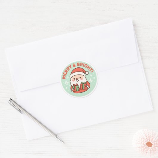 merry and bright ronde sticker (Envelop)