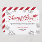 Merry and Bright Rustic Kraft Red Script Business Feestdagenkaart (Voorkant / Achterkant)