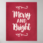 Merry and Bright Rustic Red Holiday Wall Poster (Voorkant)